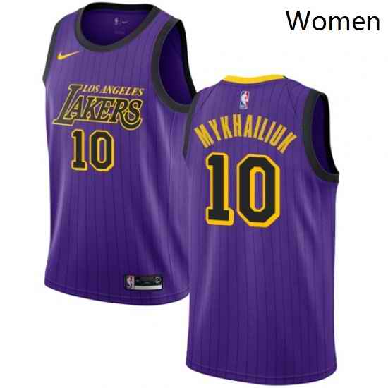 Womens Nike Los Angeles Lakers 10 Sviatoslav Mykhailiuk Swingman Purple NBA Jersey City Edition